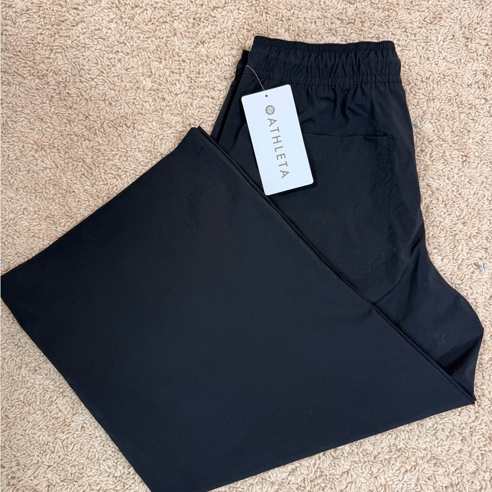 Athleta Midday Crop Poplin Pant Black NWT Small Petite UPF 40+